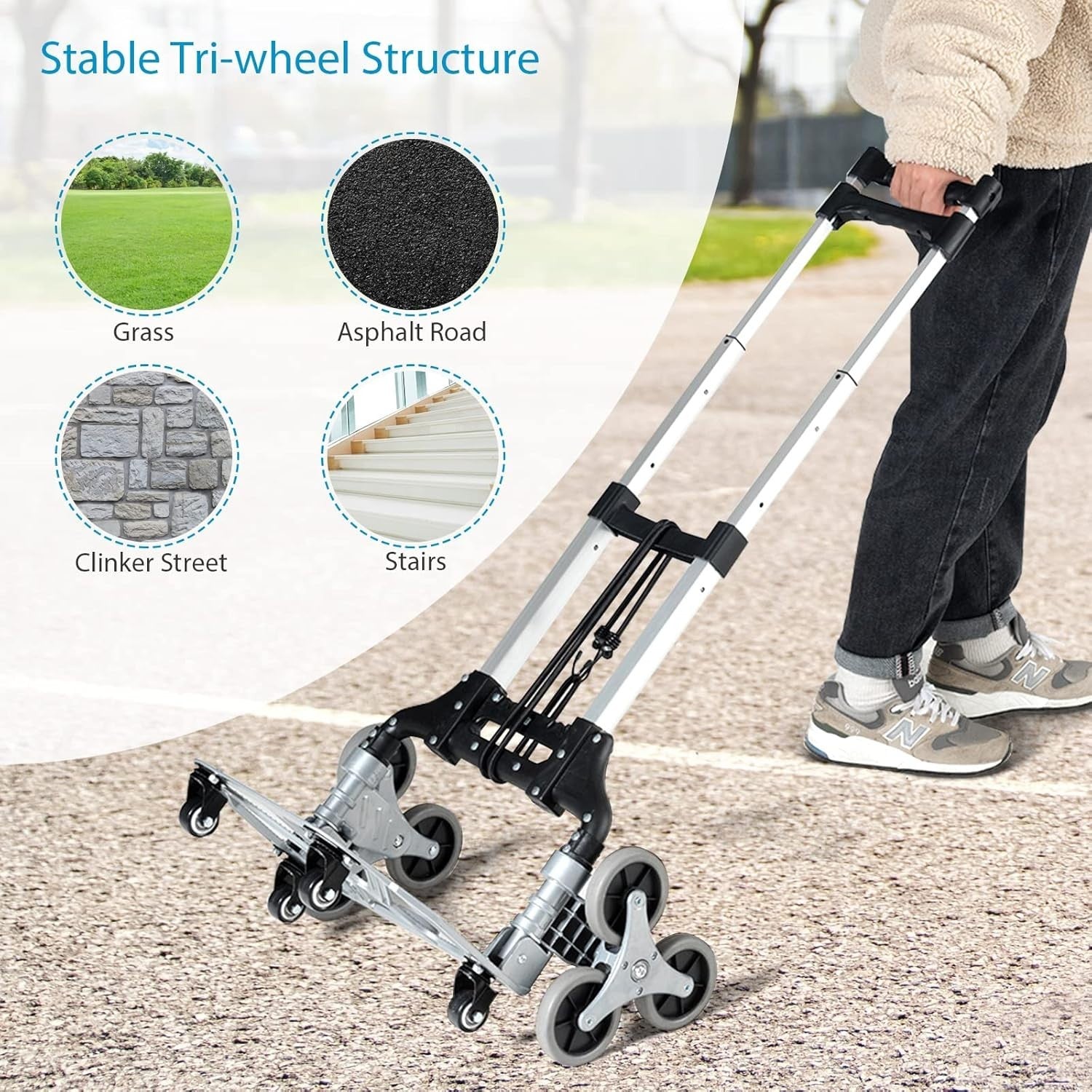 Aluminium Stair Climbing Hand Truck 10 Wheels Folding Sack Trolley 80KG