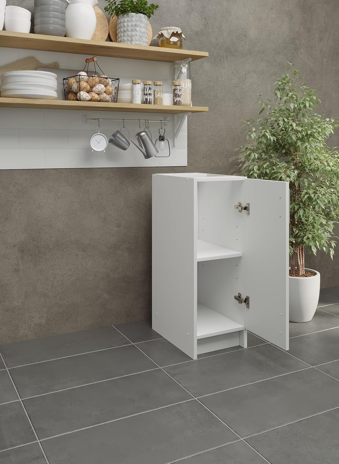 Modern 300mm White Gloss Kitchen Base Cabinet Cupboard Storage Unit