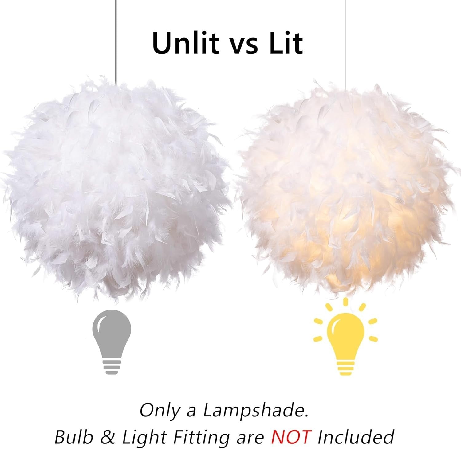 50cm White Feather Lampshade Ceiling Pendant Floor Table Light Shade