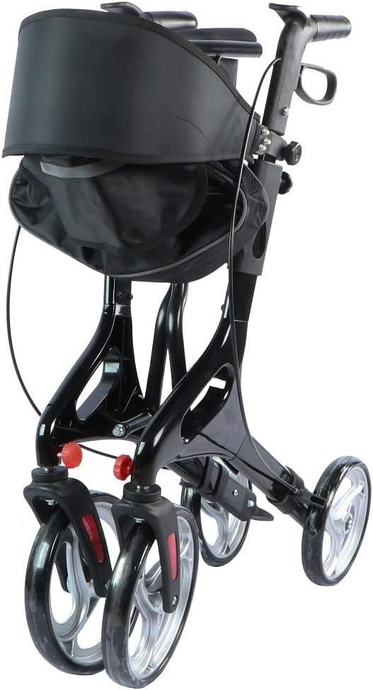 Lightweight Aluminium Rollator Walker with Seat 4 Wheel Folding Mobility Aid