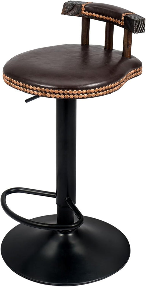 Vintage Adjustable Swivel Bar Stool – Dark Brown Kitchen Counter Chair