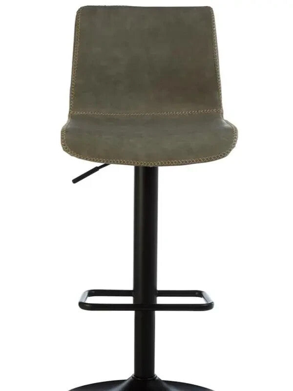 Set of 2 Grey High Back Bar Stools Adjustable Swivel Chairs with Footrest