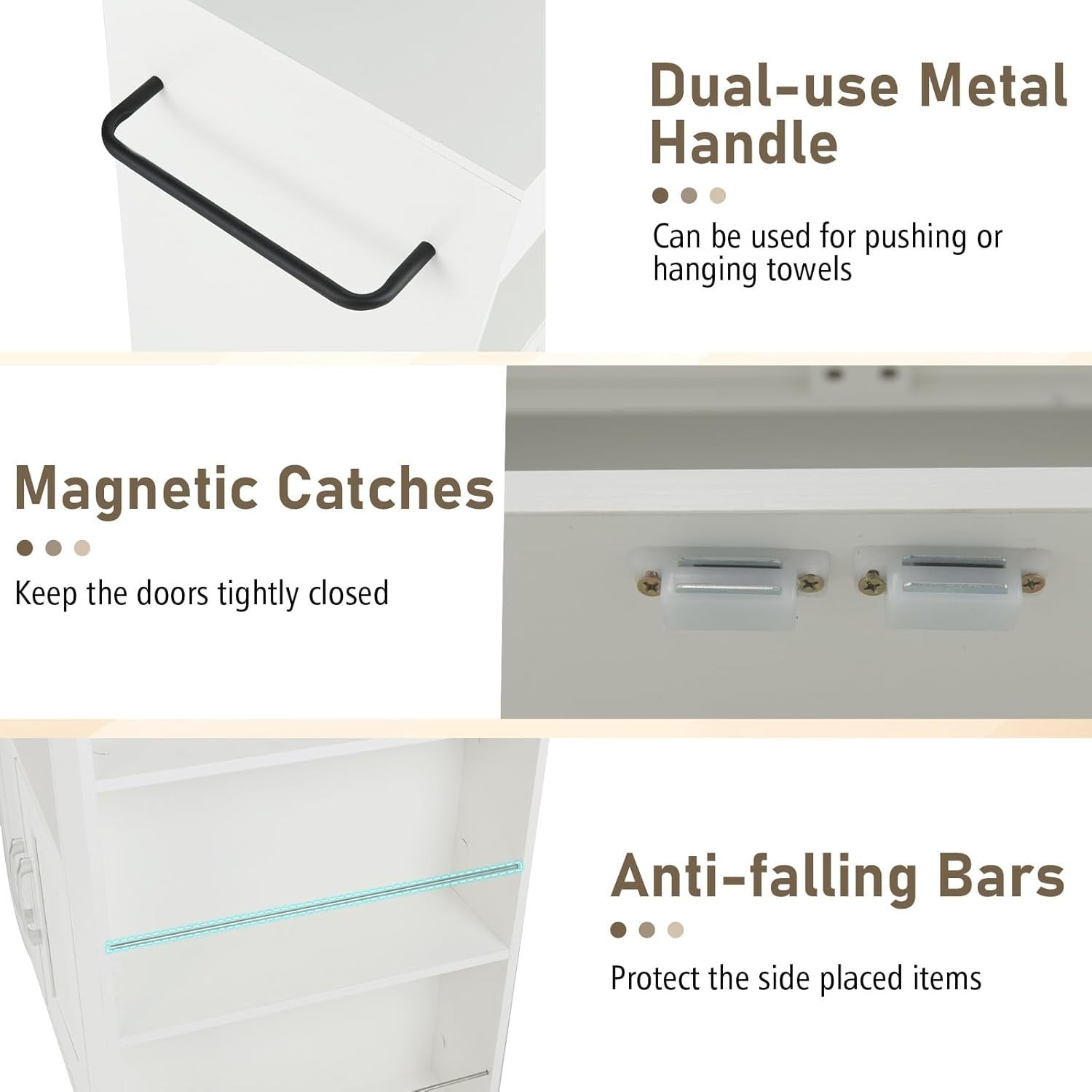 White Kitchen Island Trolley Cabinet Drawer Spice Rack