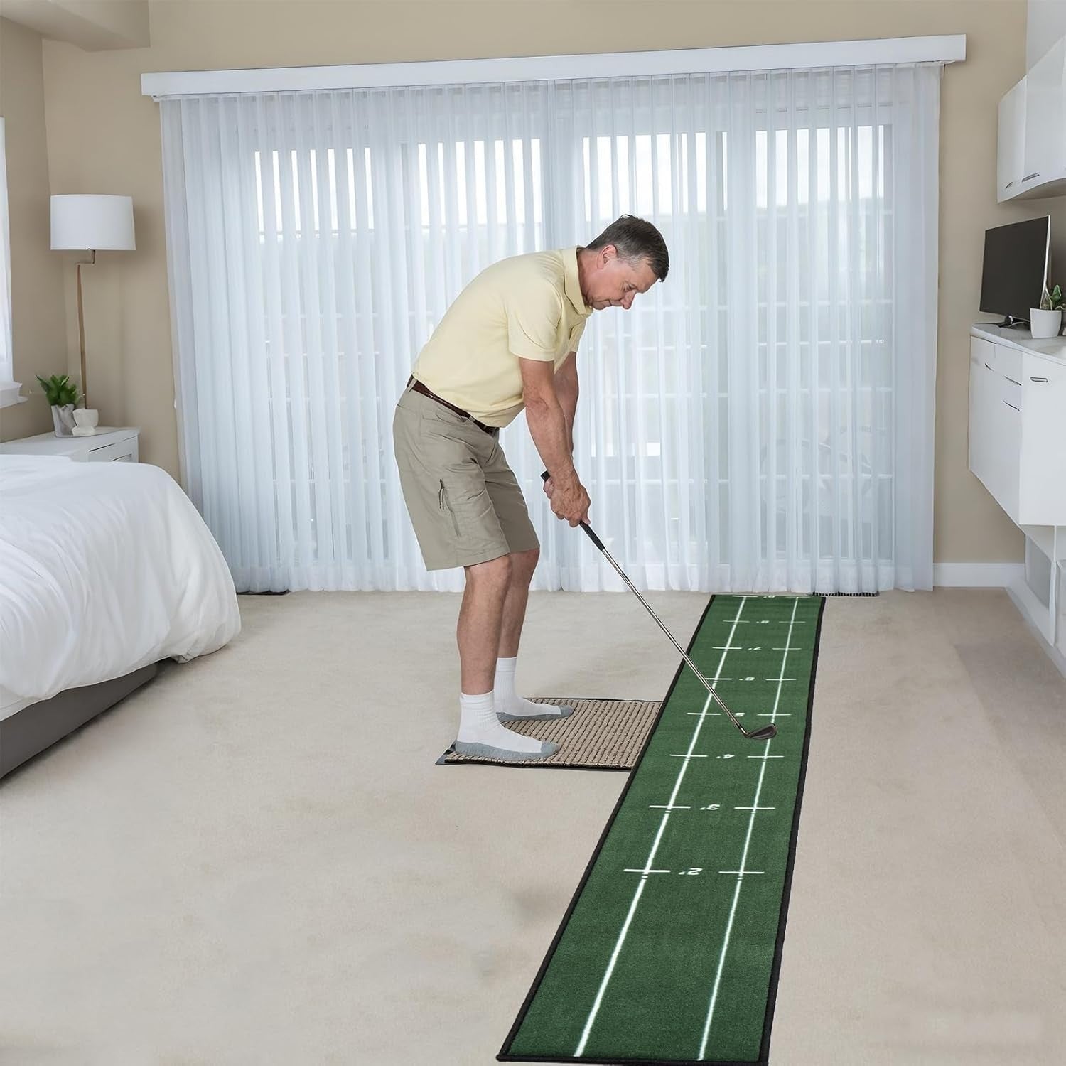 Golf Putting Mat 280cm Indoor Training Green Alignment Track Practice