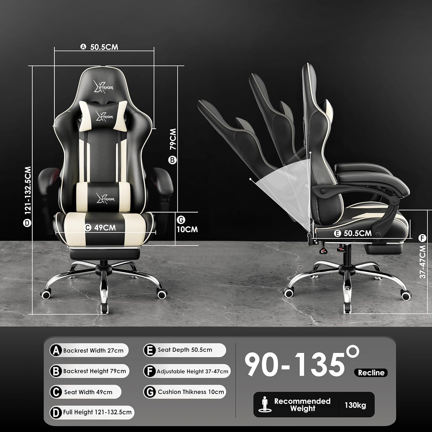 Ergonomic Gaming Chair PU Leather Racing Office Desk Recliner Footrest Swivel