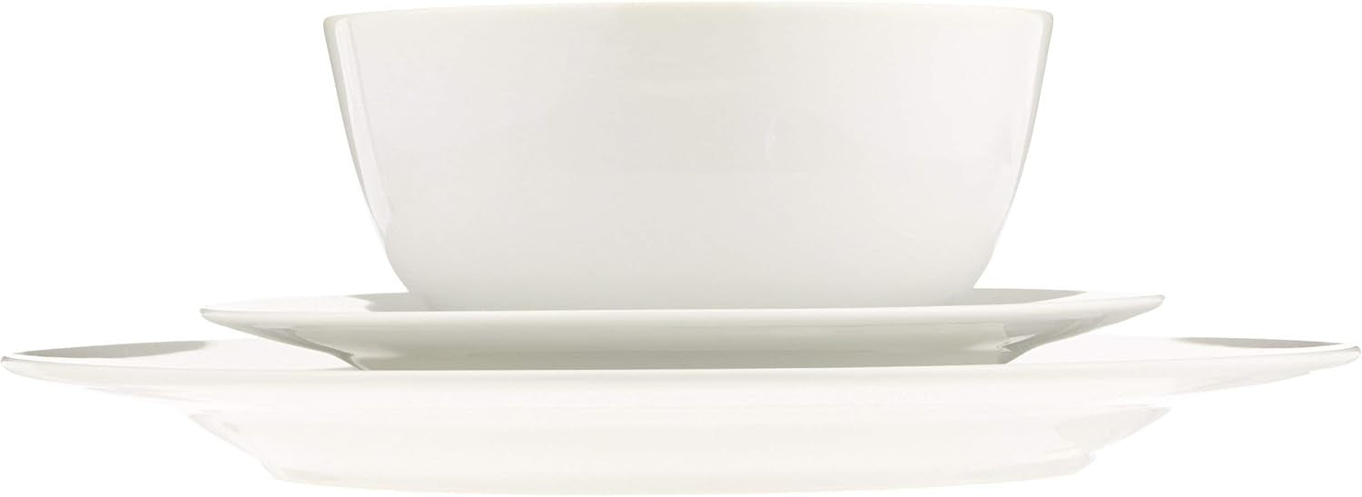 18pc Porcelain Dinnerware Set White Plates Bowls Microwave Dishwasher
