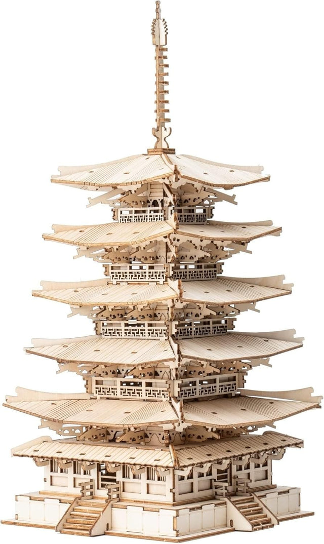 5-Story Wooden Pagoda 3D Puzzle DIY Model Kit - Fun & Educational Gift