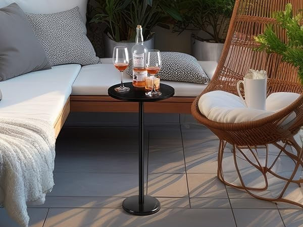 Black 2-Pack Round Side Tables 32x32x62.5 cm | Small Coffee & Sofa End Tables