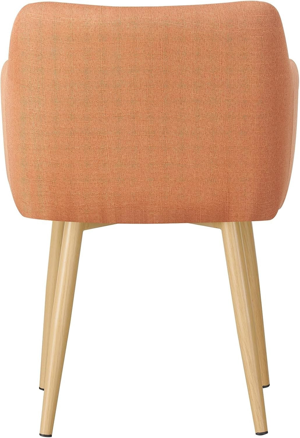 Orange Fabric Tub Chair Wing Back Armchair, Compact Bedroom Vanity Seat