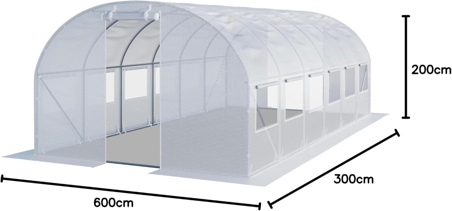 Large 3×6m Polytunnel Greenhouse with Windows | Heavy Duty PE Cover