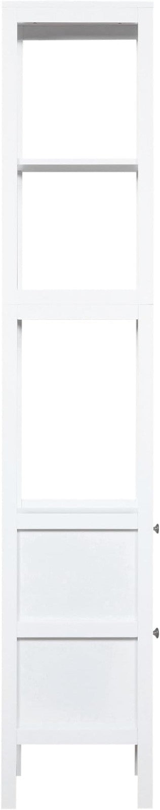 Tall Slim White Bathroom Storage Cabinet – 3 Shelves + 2 Door Cupboard Unit