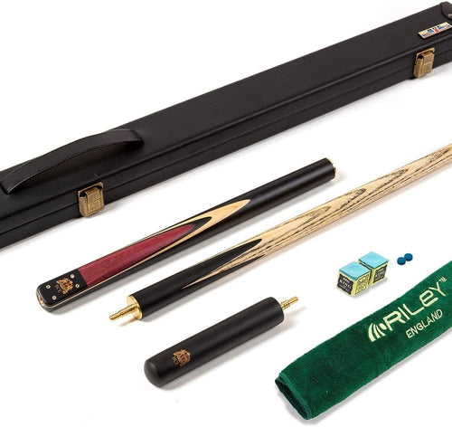 57" 3/4 Joint Ash Snooker Cue 9.5mm Tip Mahogany Butt Case Set