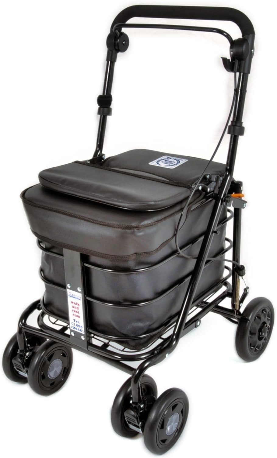 6 Wheel Shopping Trolley With Seat Backrest Walking Frame Ready To Use