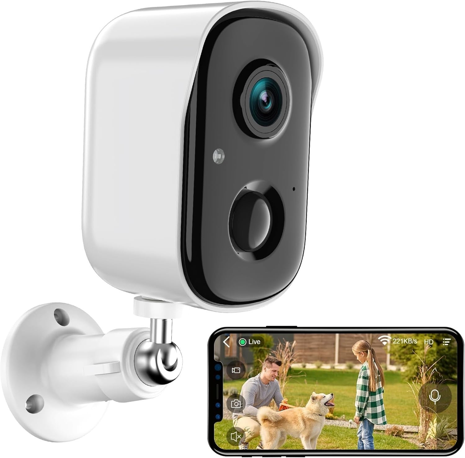 2K Wireless Security Camera Outdoor Battery WiFi AI Night Vision