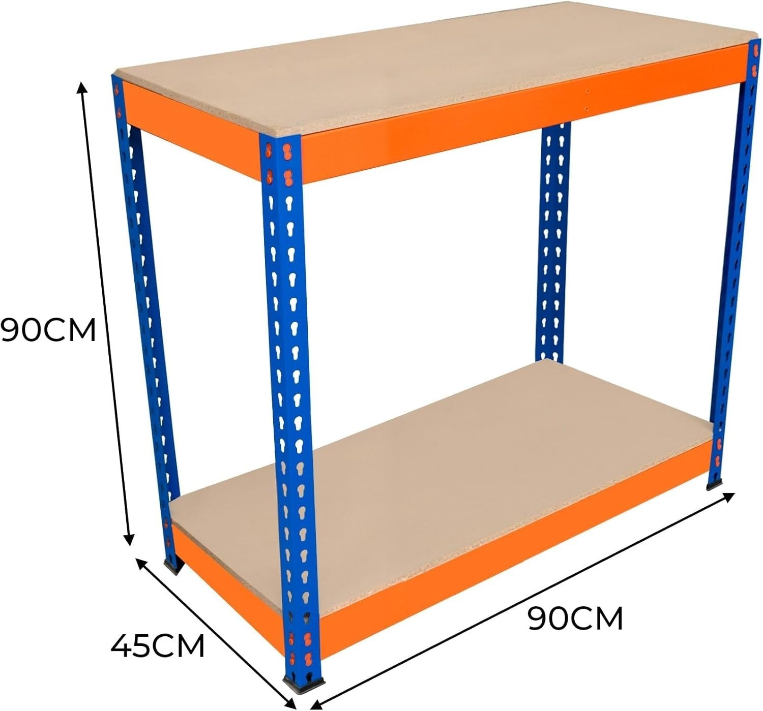 Heavy Duty Garage Workbench 300kg Shelves Boltless Steel Frame 90x45x90