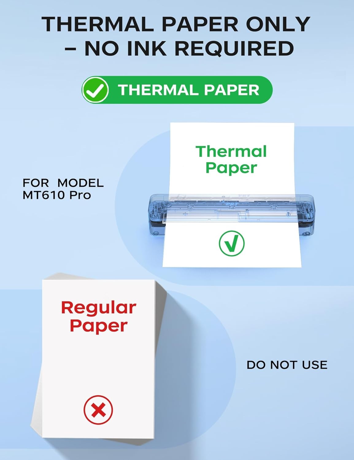 Portable A4 Thermal Printer 300DPI Wireless Inkless Travel