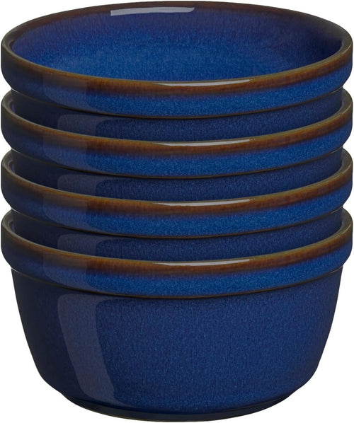 4 Pcs Blue Stoneware Ramekins 170ml Oven Microwave Dishwasher Safe