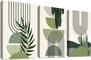 Set of 3 Framed Sage Green Botanical Canvas Wall Art 50x70cm