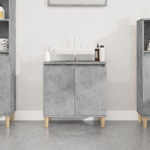 Concrete Grey Under Sink Bathroom Cabinet 58cm Modern Vanity Storage Unit