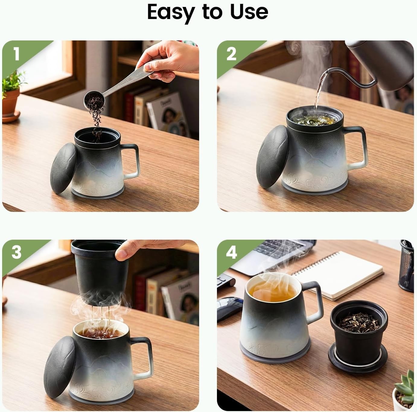 500ml Tea Mug with Infuser & Lid Porcelain Loose Leaf Tea Cup White