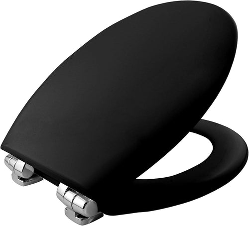 Black Soft Close Toilet Seat Chrome Hinges Ultra-Fix Easy Clean 145–165mm