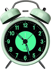 Retro Twin Bell Alarm Clock Silent Non Ticking Night Light Heavy Sleepers clock