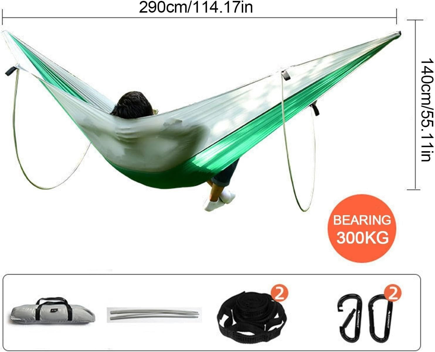 Portable Camping Hammock Double Single Parachute Lightweight with Tree Straps