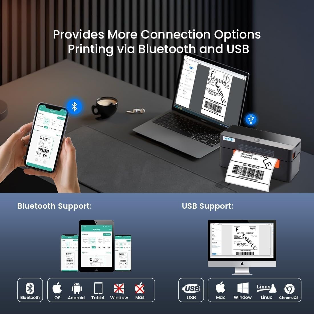 4x6 Bluetooth Thermal Label Printer | USB | Shipping Labels