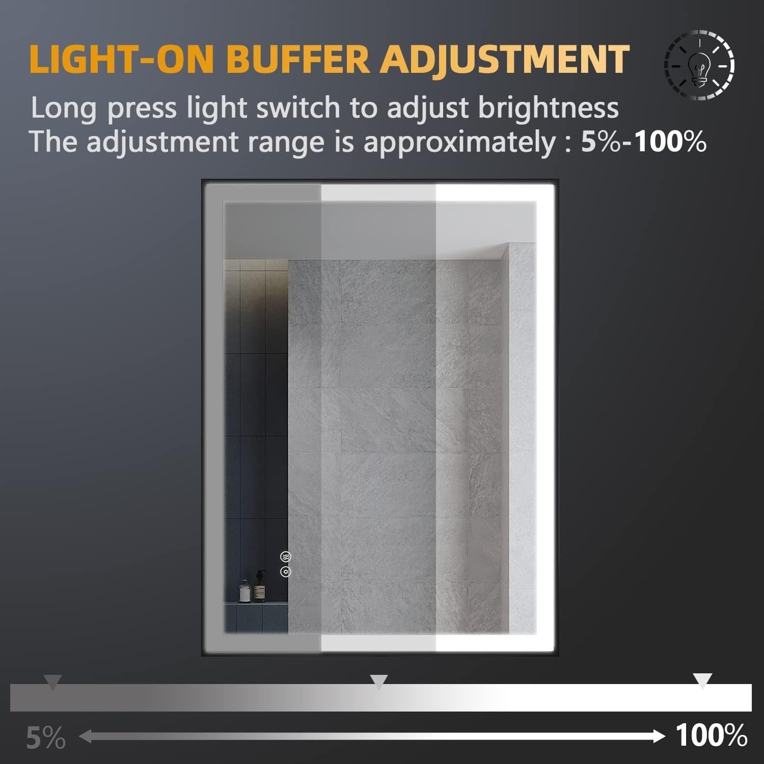 LED Bathroom Mirror 80x60cm Anti-Fog Wall Mounted Black Frame Light Touch