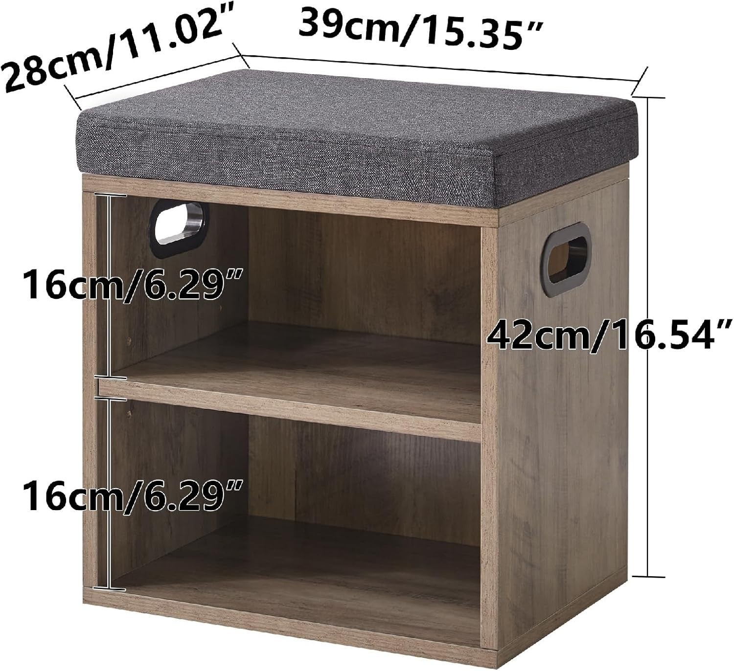 Small Shoe Storage Bench with Cushion & 2-Tier Rack for Entryway Seat