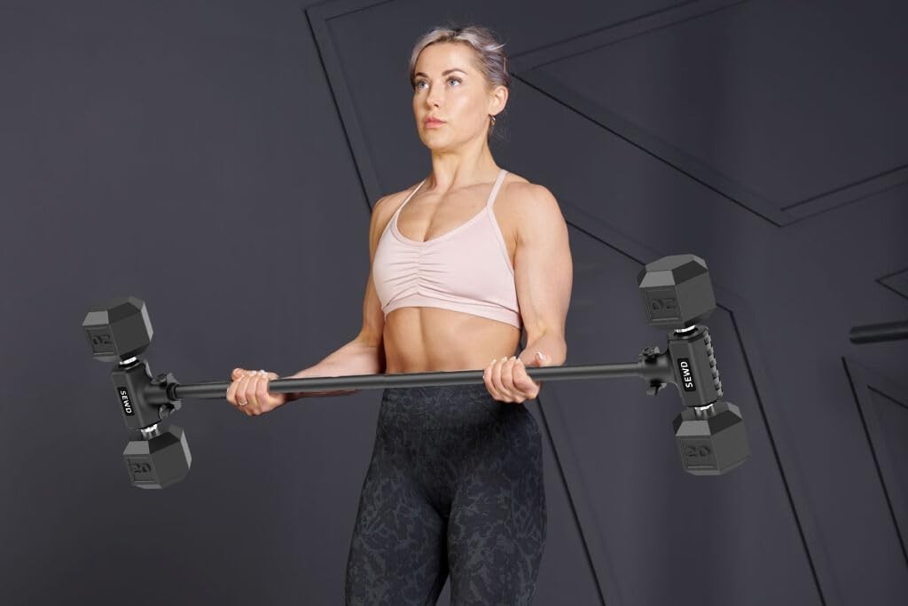 Dumbbell to Barbell Converter Bar 220LB Capacity Foam Grip Home Gym