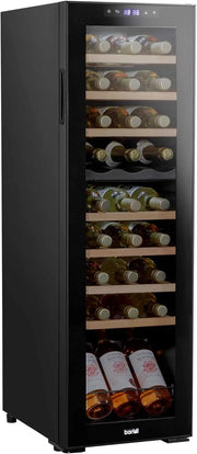 27 Bottle Dual Zone Wine Cooler Fridge Touch Screen LED Glass Door Black