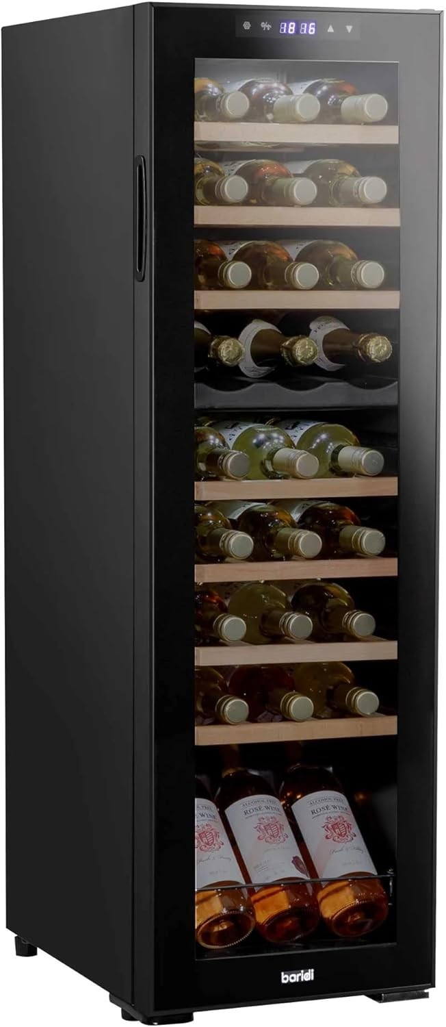 27 Bottle Dual Zone Wine Cooler Fridge Touch Screen LED Glass Door Black