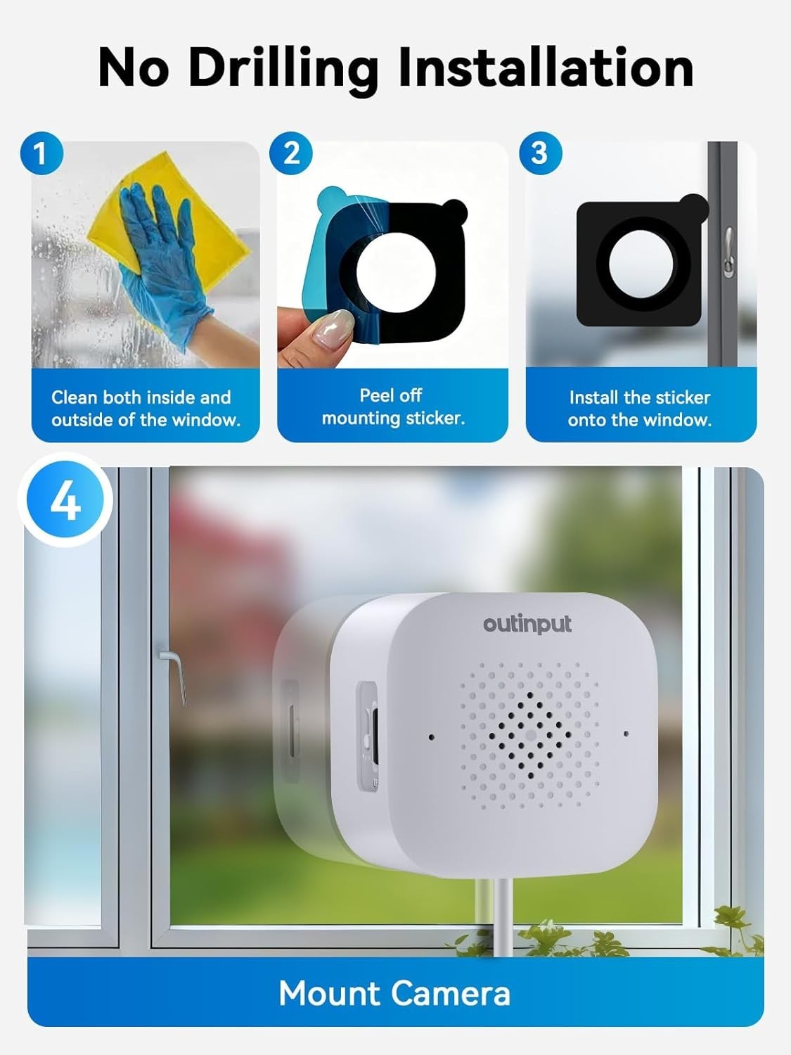 2K 3MP Window Security Camera WiFi AI Night Vision Motion Detection