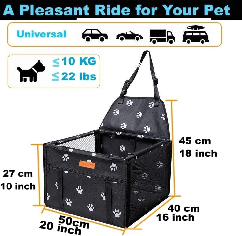 Waterproof Dog Car Seat Booster Travel Carrier Safety Harness Black