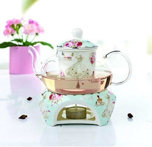 Bone China Teapot with Warmer Tea Infuser Floral Coffee Pot 500ml