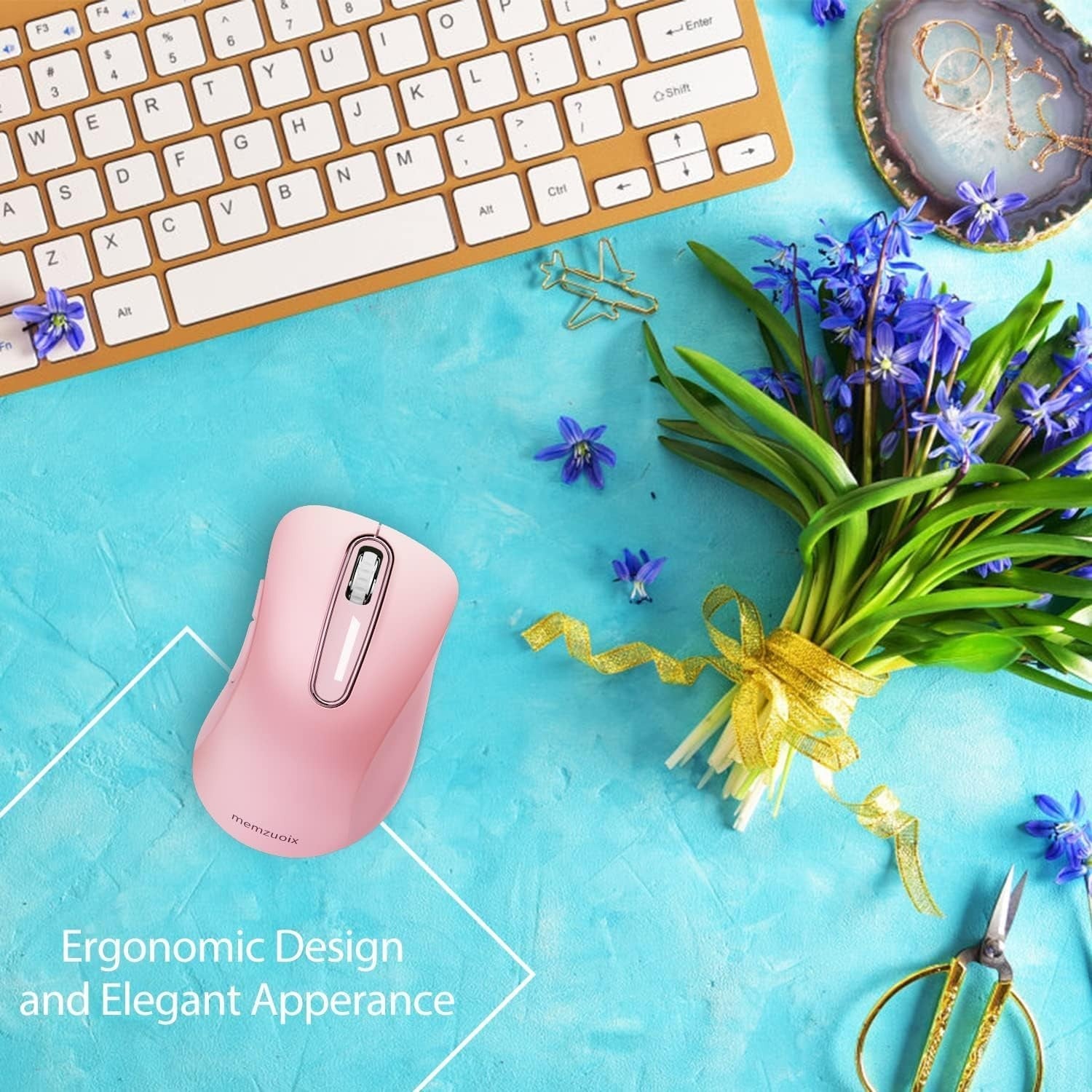 Wireless Mouse 2.4G 1400 DPI Optical USB Portable Laptop PC Pink