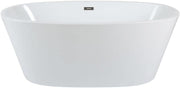 White Double Ended Freestanding Oval Bath 1595x740mm Grey Overflow