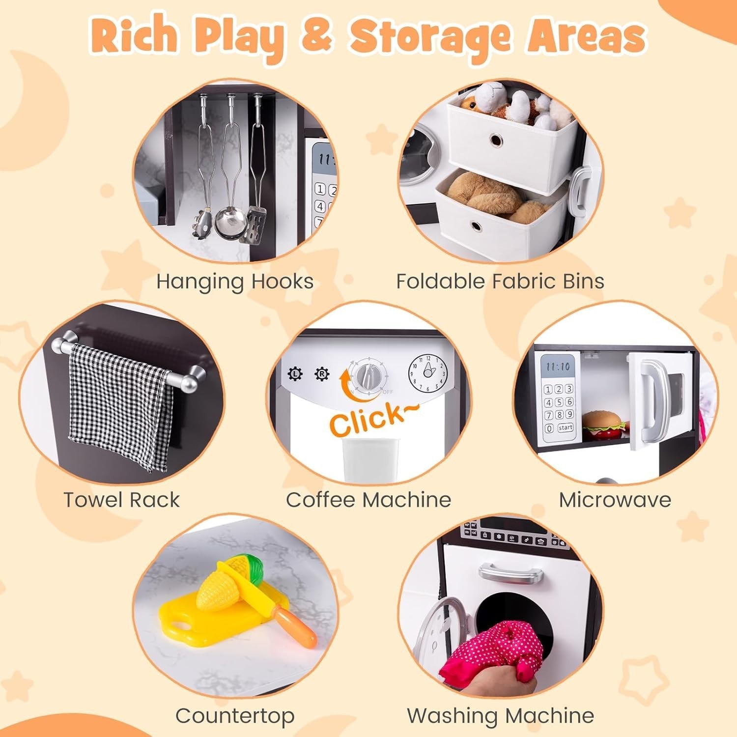 Kids Corner Play Kitchen w/ Lights Sounds Running Water Coffee Set