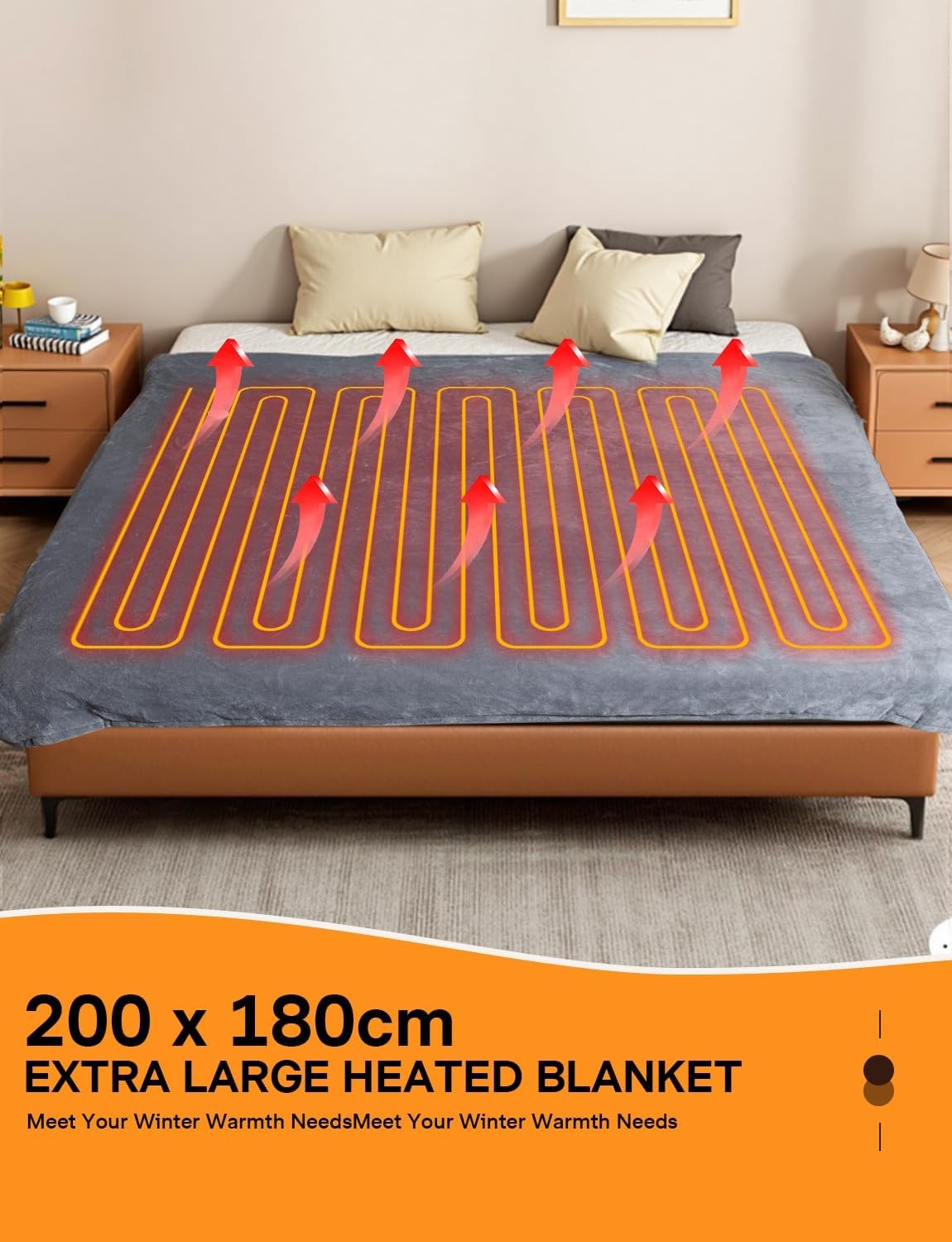 Double Electric Heated Blanket 9 Heat Settings Fast Heating Washable Throw