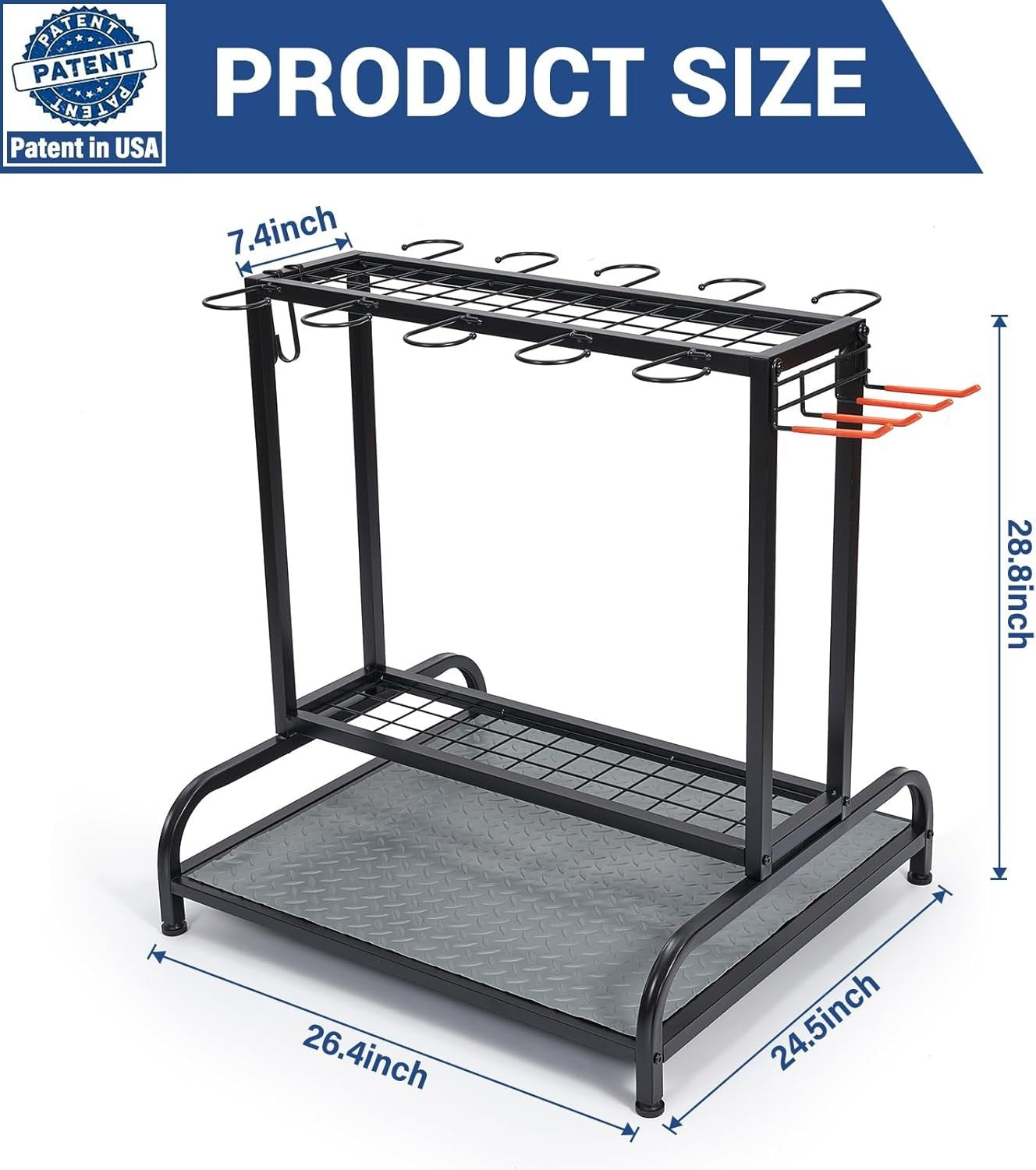 Adjustable Garden Tool Rack Steel & Plastic Holds 55+ Tools 72x55x72cm