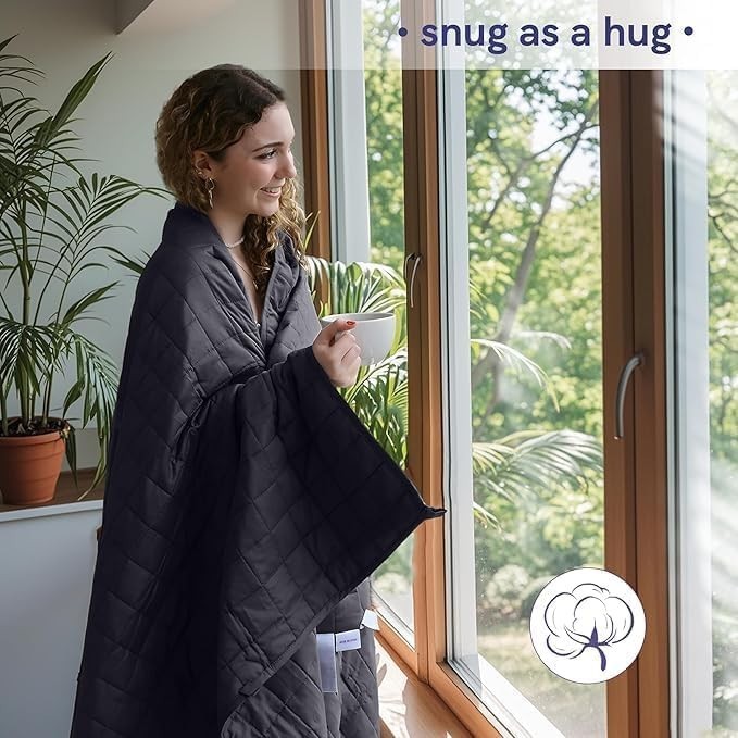 Dark Grey Weighted Blanket 152x203cm 11kg Cotton for Sleep & Relaxation