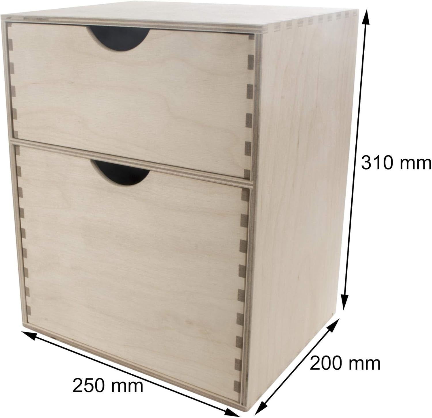 Wooden Desk Organiser 2-Drawer Mini Chest Birchwood Storage Cabinet 31cm