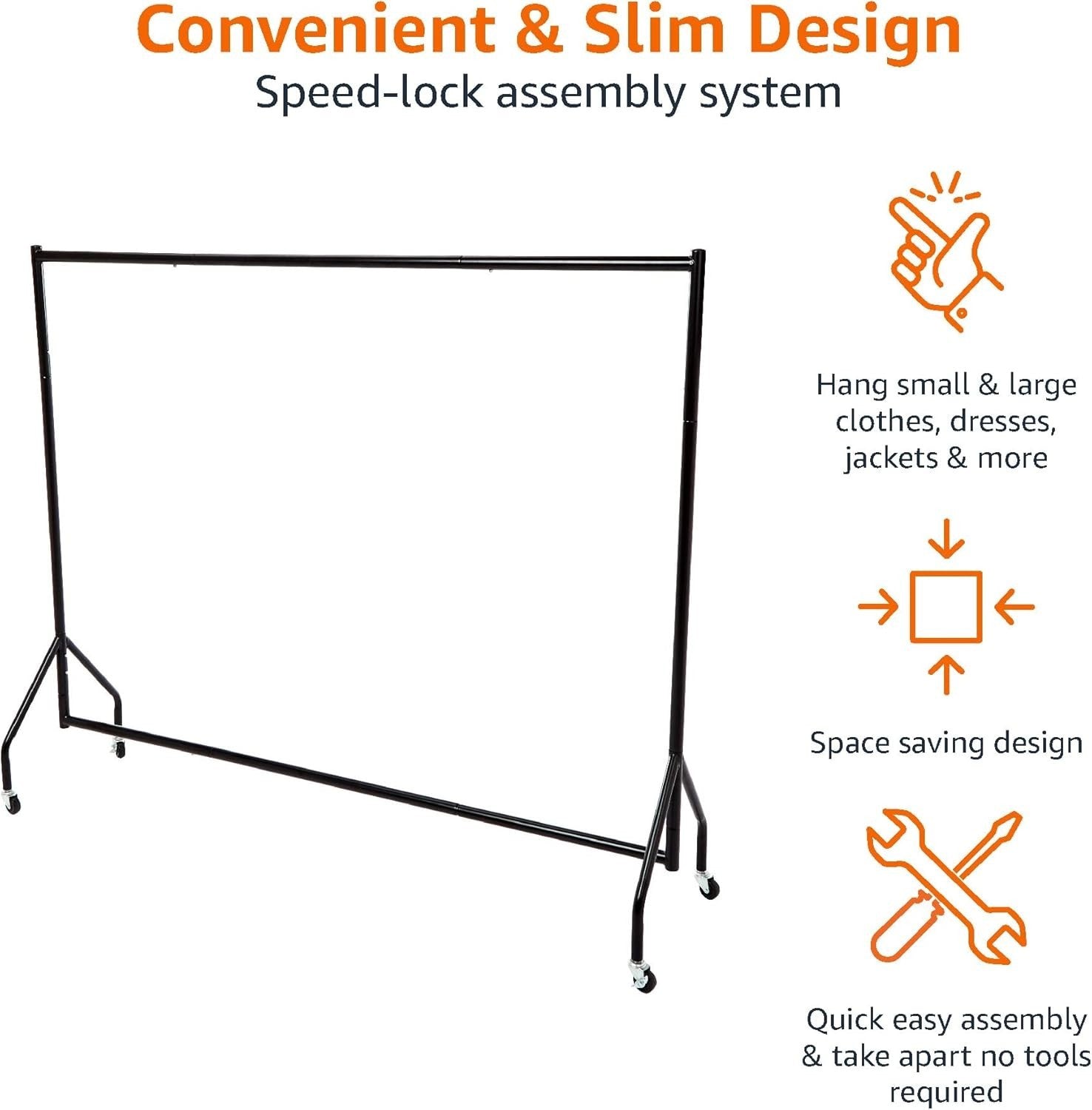 Heavy Duty Clothes Rail 1.82×1.52m Garment Rack Black