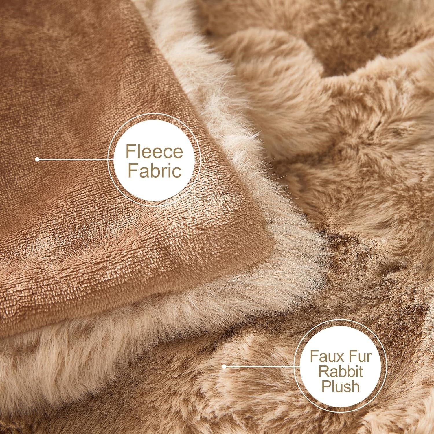 Luxury Thick Plush Fleece Throw Blanket Soft Warm Sofa Bed Khaki 100x160cm