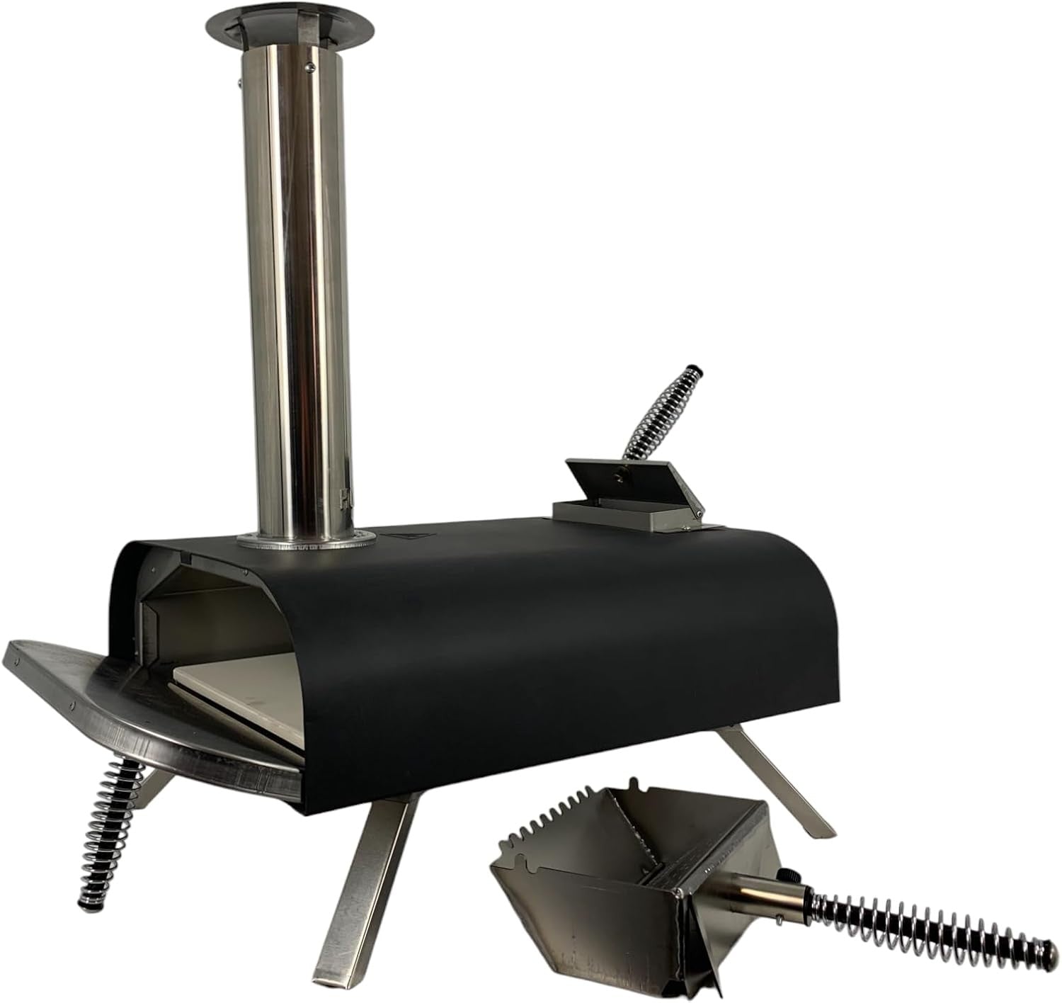 Outdoor Wood Pellet Pizza Oven | Portable BBQ Grill with Chimney & Stone