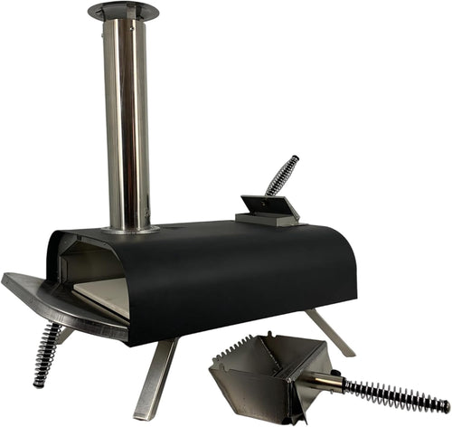 Outdoor Wood Pellet Pizza Oven | Portable BBQ Grill with Chimney & Stone