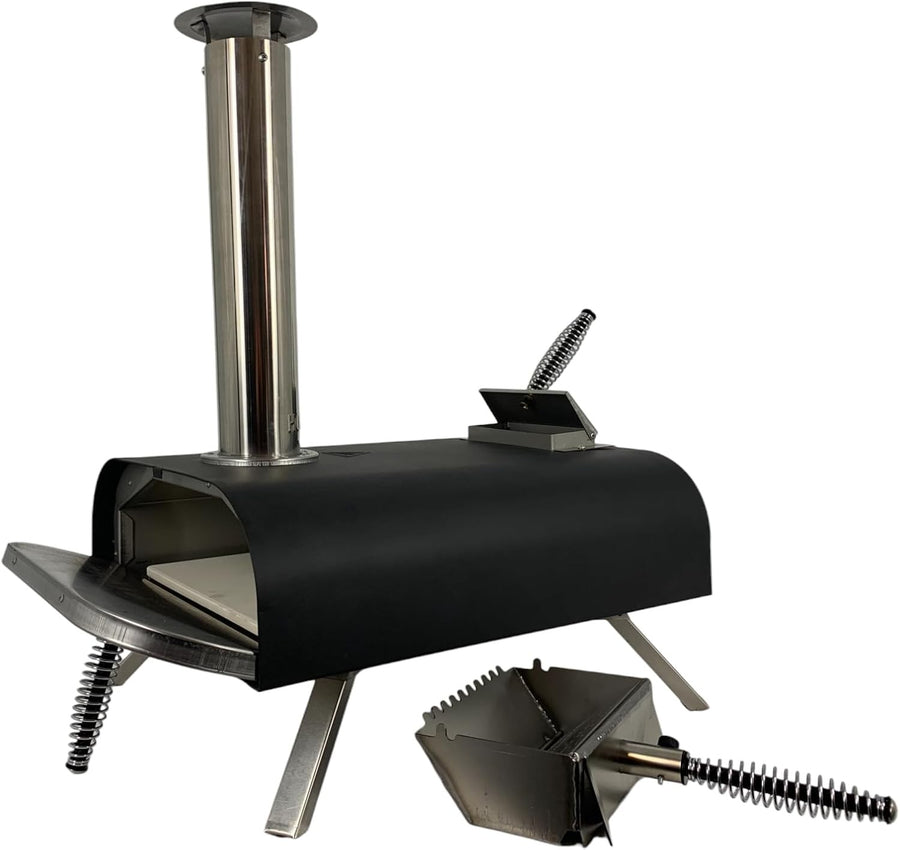 Outdoor Wood Pellet Pizza Oven | Portable BBQ Grill with Chimney & Stone