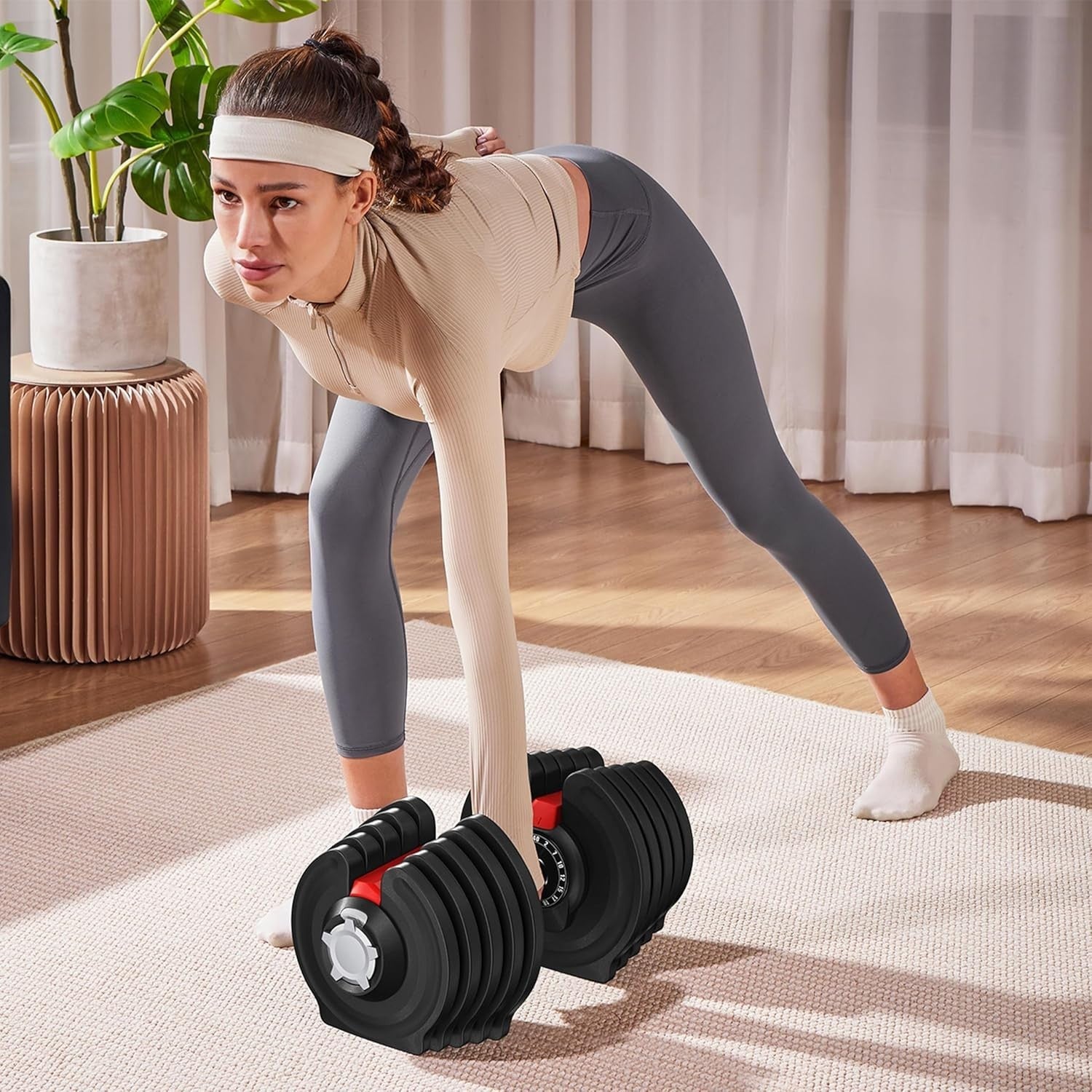 40kg Adjustable Dumbbell Pair 16-in-1 One-Second Dial Home Gym