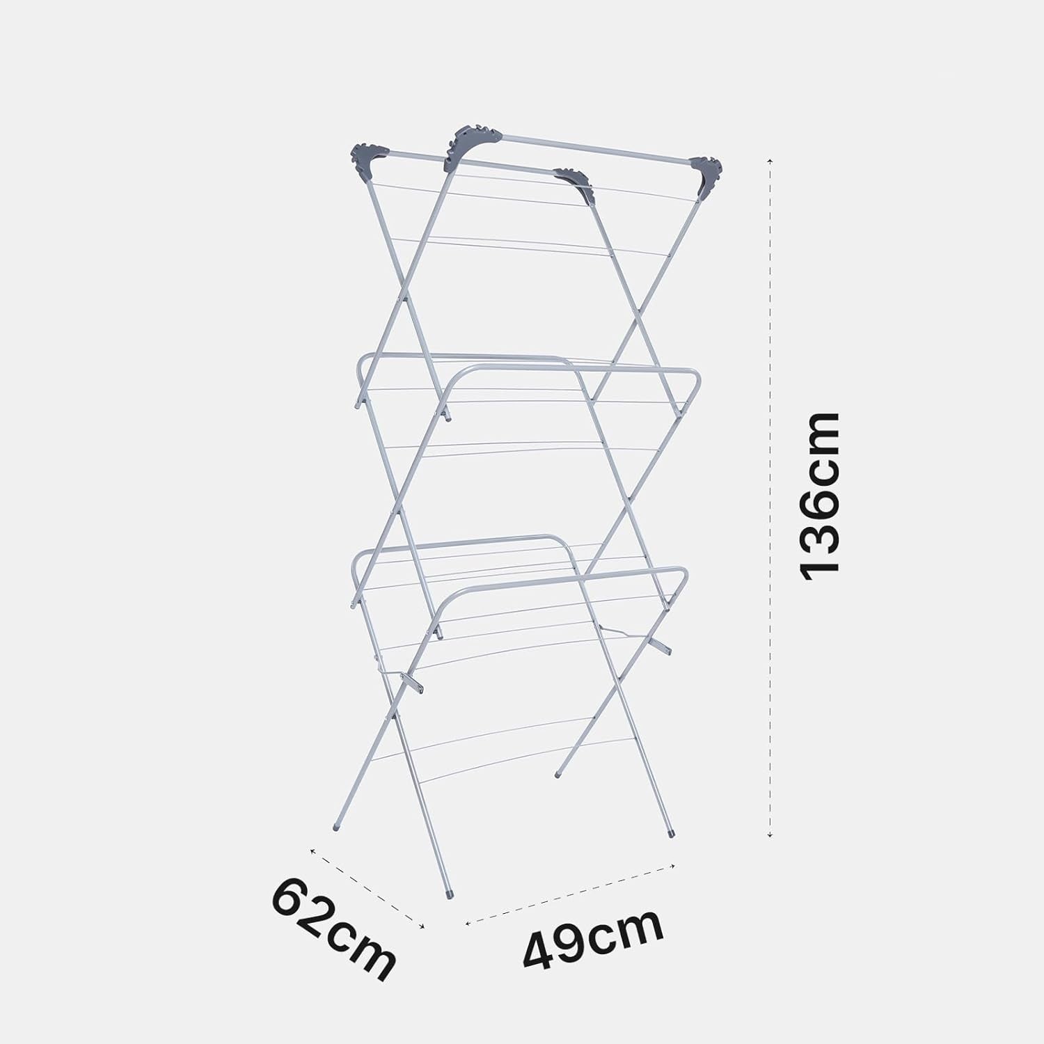 3 Tier Clothes Airer Folding Drying Rack 15m Space Indoor Laundry Horse